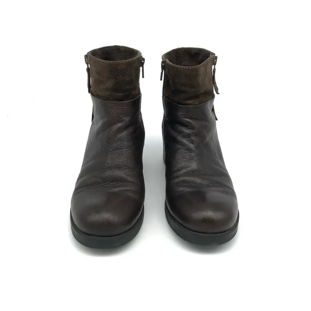 MANAS Heeled Ankle Boot Leather Suede Combo Brown 40